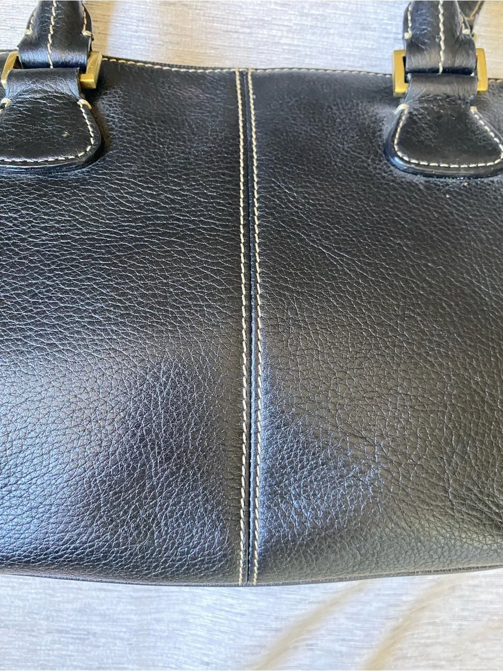 Etienne Aigner Black Pebbled Leather Satchel Crossbody Shoulder Bag Purse
